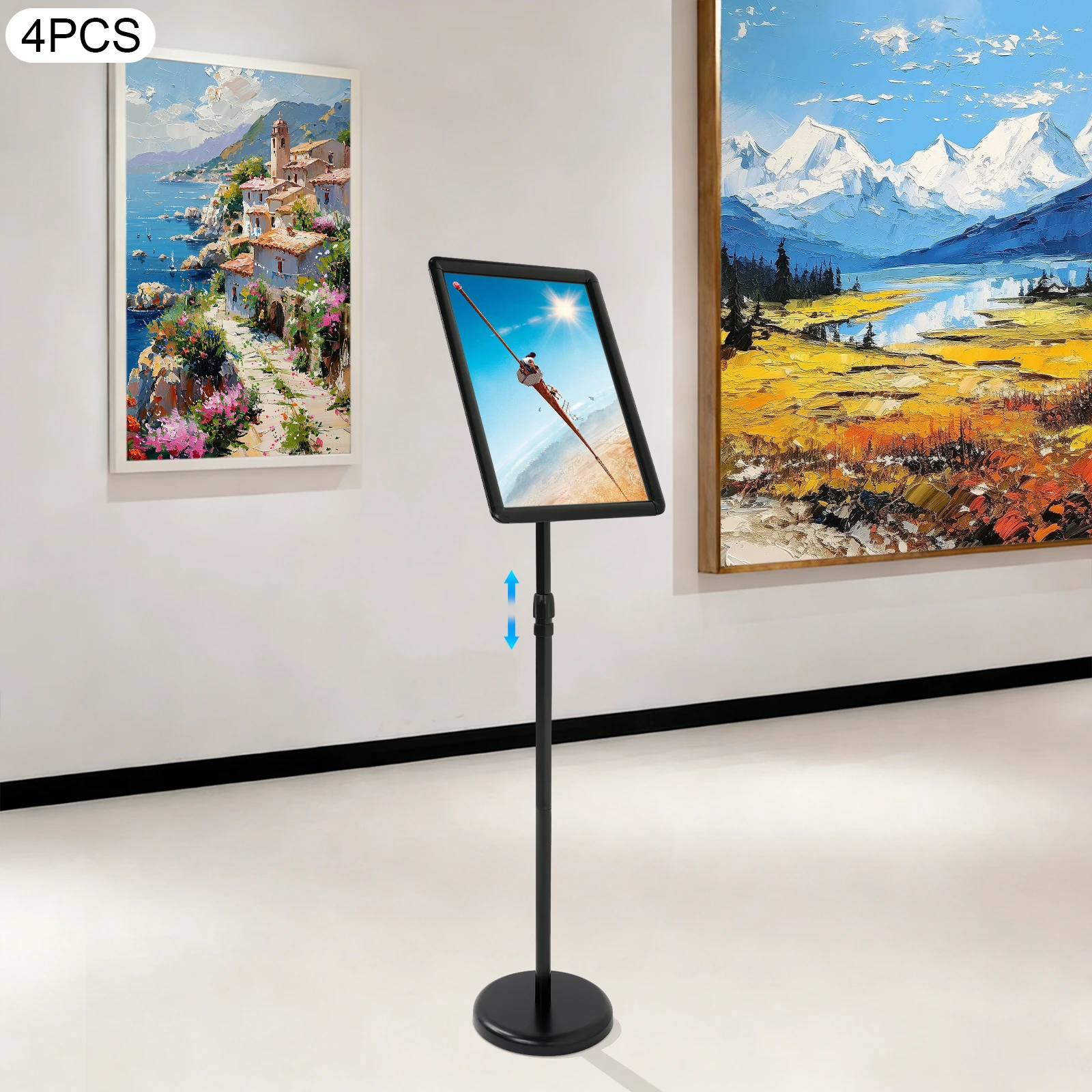 4 Pack 53in Modern Free Standing Poster Stand Adjustable Floor Standing Sign Holder with Buckle
4 Pack 53in Modern Free Standing Poster Stand Adjustable Floor Standing Sign Holder with Buckle
