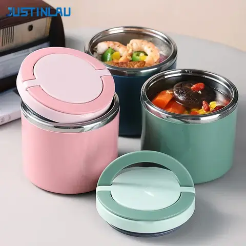 JUSTINLAU 630/1000ML pot thermique alimentaire tasse à soupe isolée tasse sous vide en acier inoxydable boîte à déjeuner avec poignée boîte à Bento scellée