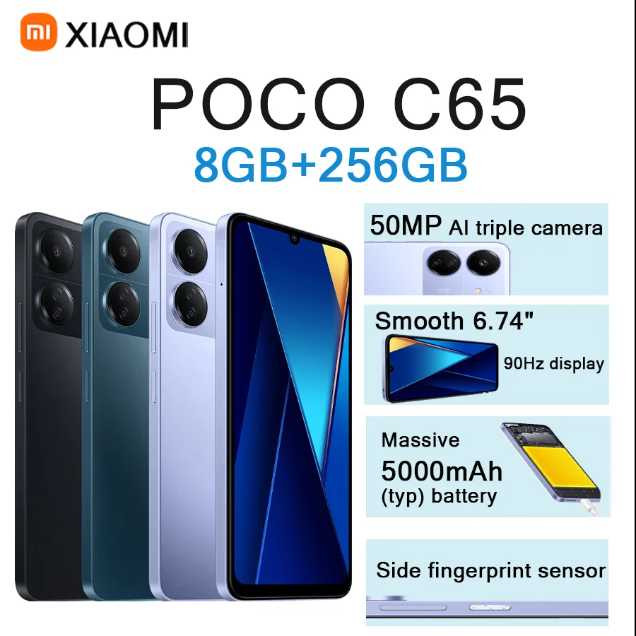 Xiaomi POCO C65 6.74" 90Hz Display 8GB+256GB 50MP Ultra-Clear Cam 5000mAh Battery Dual SIM Unlocked Smartphone
Xiaomi POCO C65 6.74" 90Hz Display 8GB+256GB 50MP Ultra-Clear Cam 5000mAh Battery Dual SIM Unlocked Smartphone