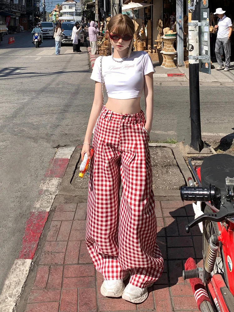Red Lazy Style Plaid Pants Women's New Large Size Fat MM Slim Sweet Girl Retro High Waist Versatile Casual Wide Leg Pants
Red Lazy Style Plaid Pants Women's New Large Size Fat MM Slim Sweet Girl Retro High Waist Versatile Casual Wide Leg Pants