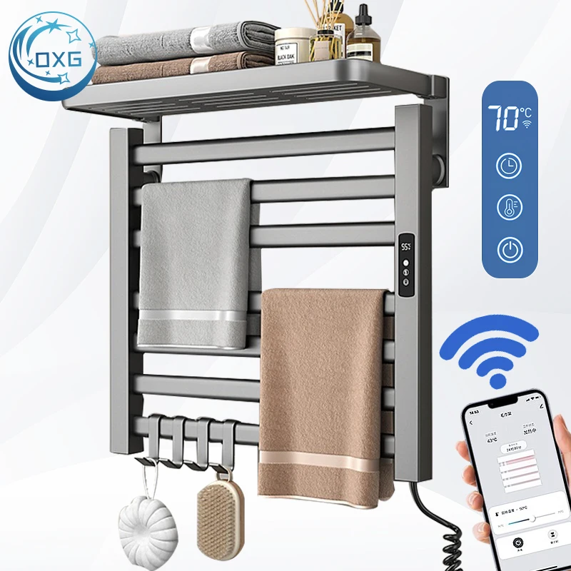 OXG умная полотенцесушитель с подогревом, вешалка для полотенец с подогревом, грелки для банных полотенец, сенсорный экран и таймер, быстросохнущий, антибактериальное управление Wi-Fi 
OXG умная полотенцесушитель с подогревом, вешалка для полотенец с подогревом, грелки для банных полотенец, сенсорный экран и таймер, быстросохнущий, антибактериальное управление Wi-Fi