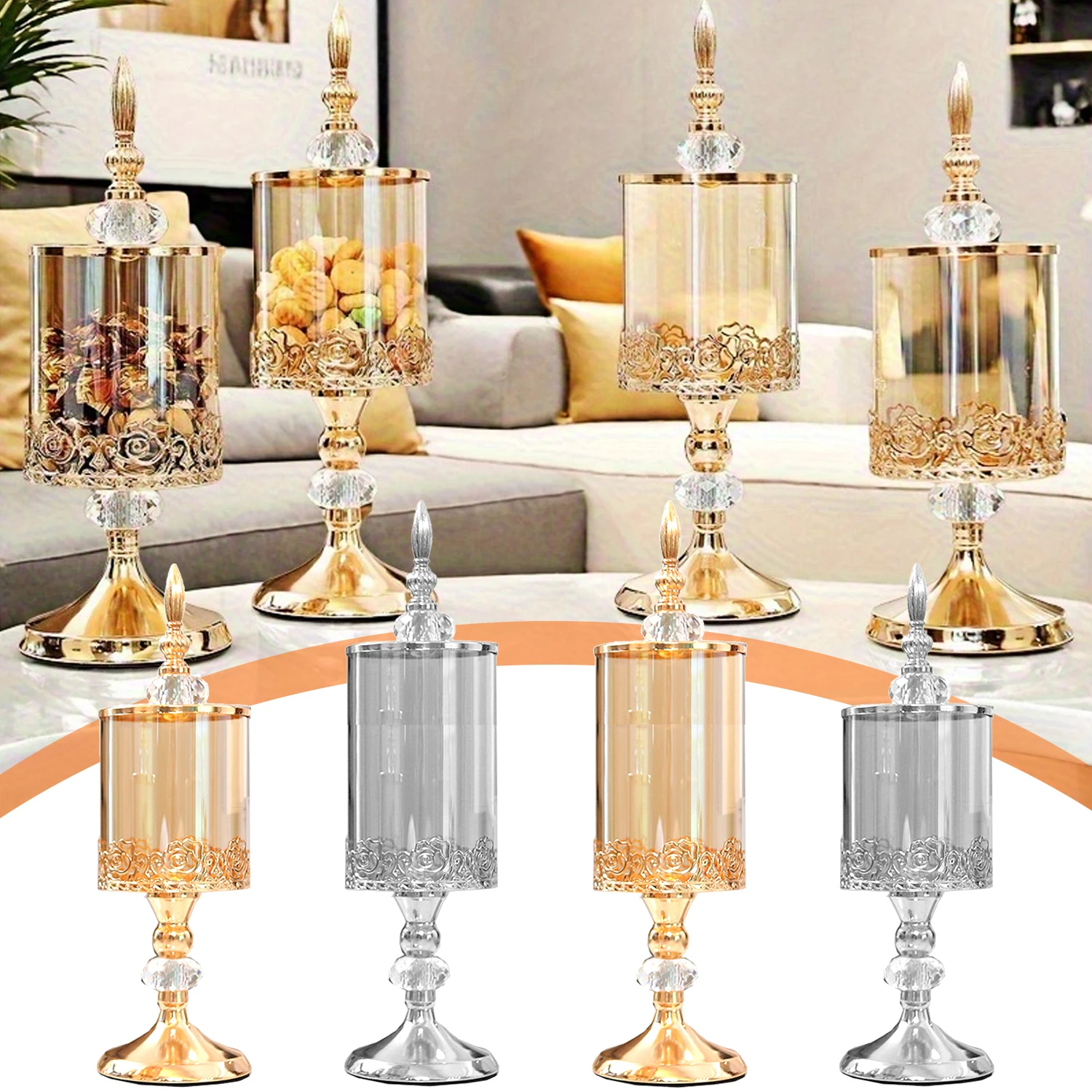 Crystal Glass Storage Jar European Style Glass Candy Jar Snack Biscuit Storage Tank Wedding Dessert Table Decoration Arrangement
Crystal Glass Storage Jar European Style Glass Candy Jar Snack Biscuit Storage Tank Wedding Dessert Table Decoration Arrangement