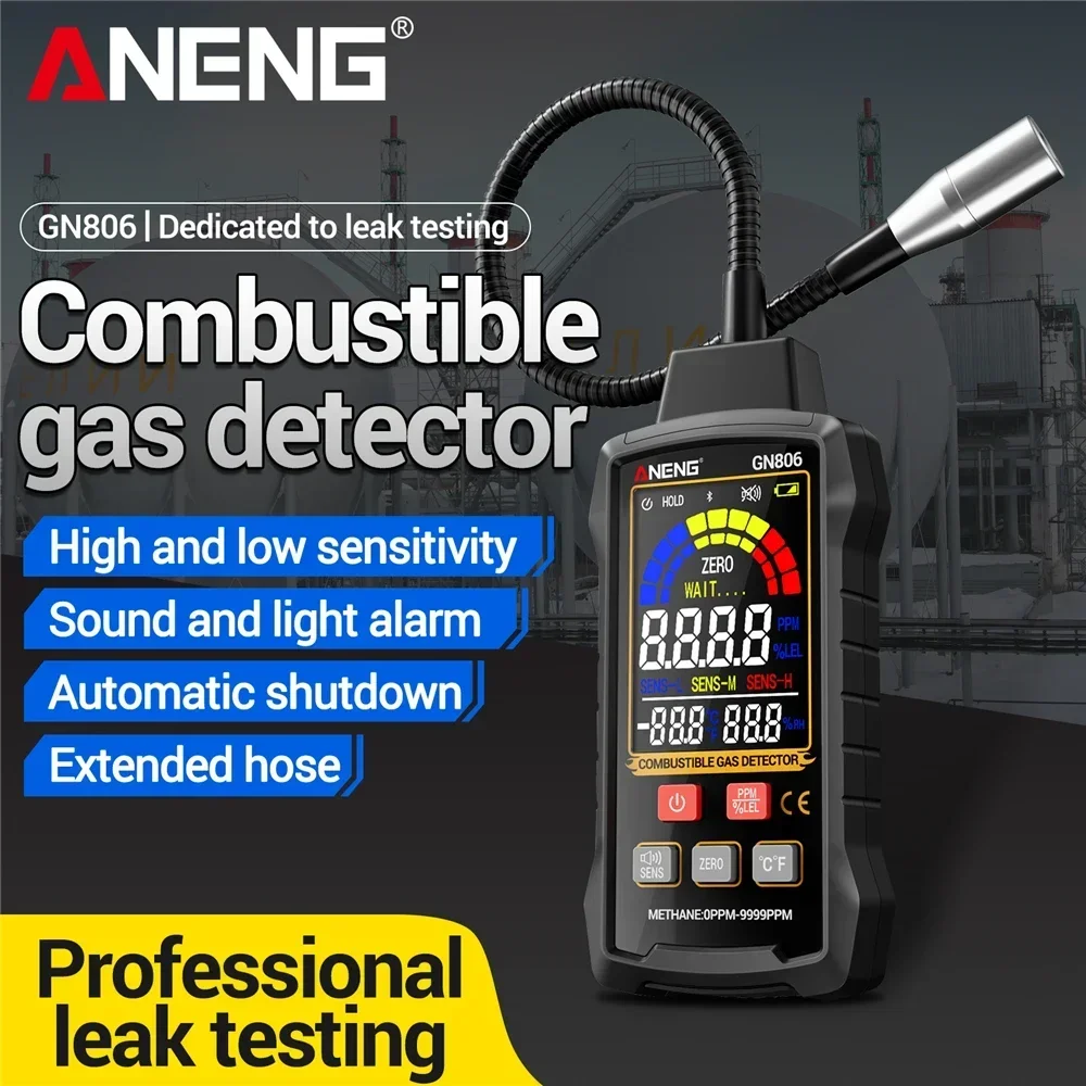 ANENG GN806 Combustible Gas Detector Tester Professiona Analyzer 9999PPM/20%LEL Detection Natural LCD Screen Sound Light Alar To
ANENG GN806 Combustible Gas Detector Tester Professiona Analyzer 9999PPM/20%LEL Detection Natural LCD Screen Sound Light Alar To