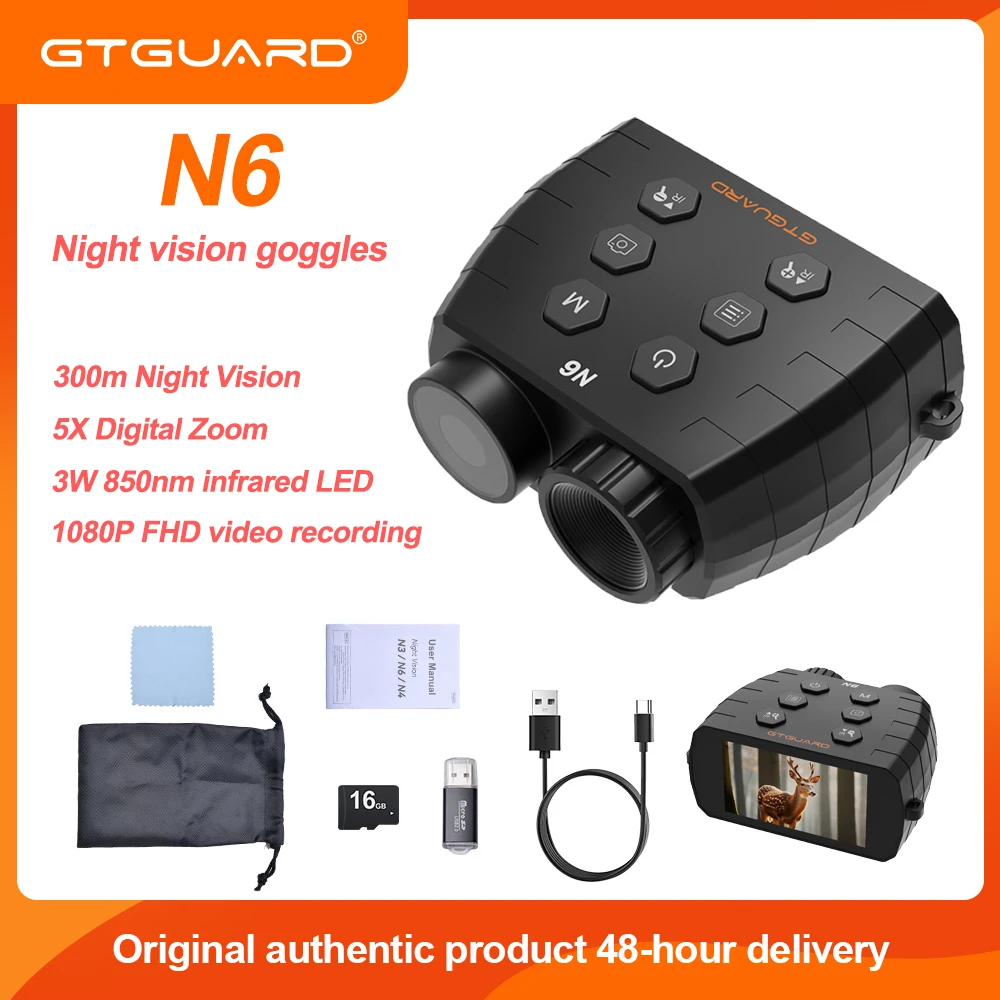 GTGUARD N6 Night Vision Binoculars 1080P FHD Video and Photo Capture 300m Night Vision 5X Digital Zoom For outdoor hunting
GTGUARD N6 Night Vision Binoculars 1080P FHD Video and Photo Capture 300m Night Vision 5X Digital Zoom For outdoor hunting
