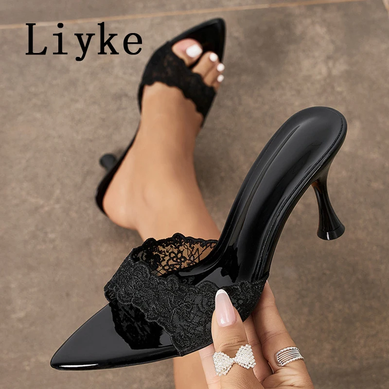 Liyke Fashion Lace Crochet Mule Slipper Woman Brand Design Point Toe High Heel Slide Sandal Ladies Evening Party Stiletto Shoes
Liyke Fashion Lace Crochet Mule Slipper Woman Brand Design Point Toe High Heel Slide Sandal Ladies Evening Party Stiletto Shoes
