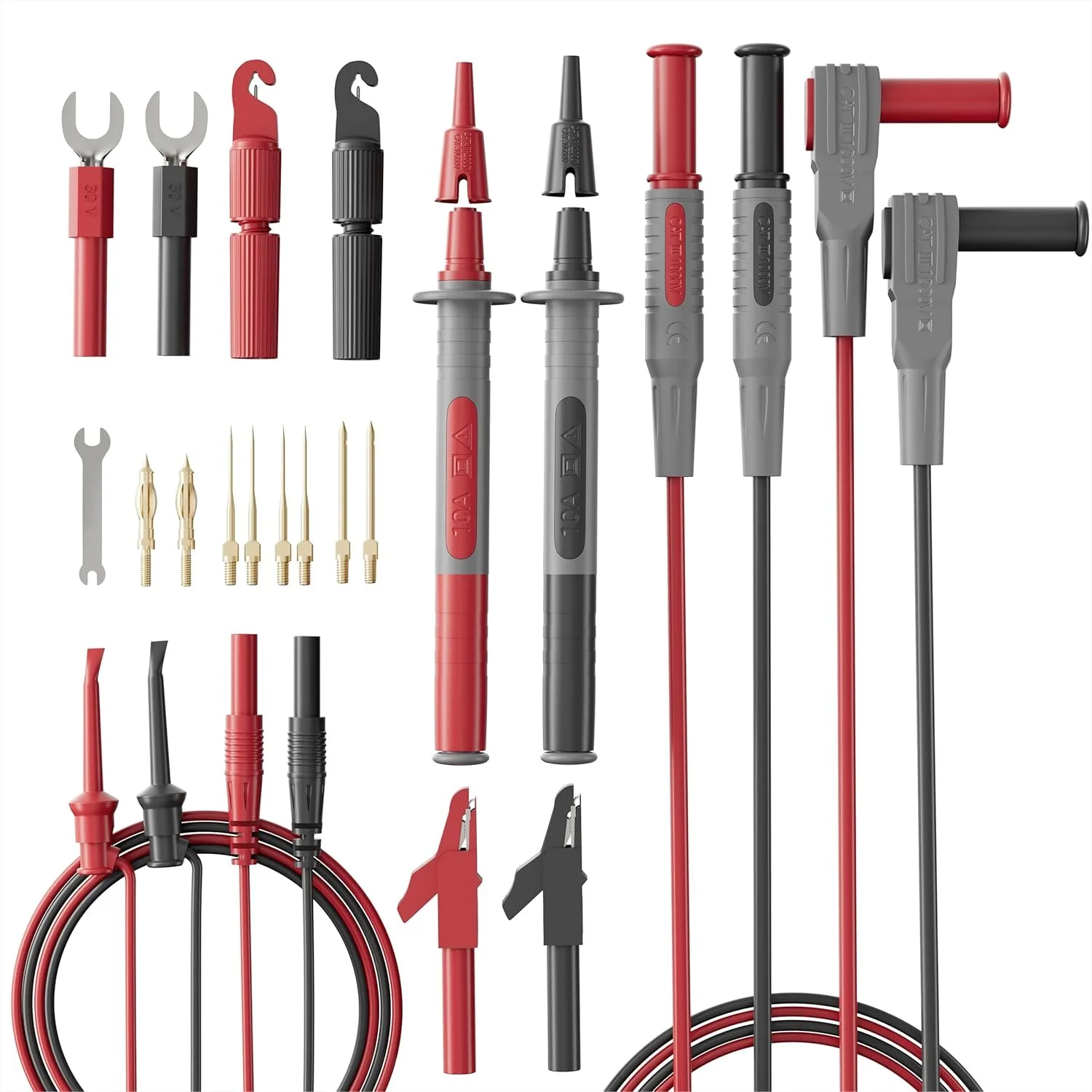 25-Piece Silicone Multimeter Test Lead Kit with Alligator Clips and Back Probe for Automotive and Home Electrical Testing
25-Piece Silicone Multimeter Test Lead Kit with Alligator Clips and Back Probe for Automotive and Home Electrical Testing