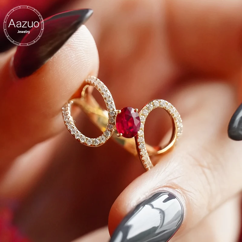 Aazuo Real Jewely 18K Solid Yellow Gold Natural Ruby Real Diamonds Irregular Lines Rings For Girls & Women Senior Banquet Party
Aazuo Real Jewely 18K Solid Yellow Gold Natural Ruby Real Diamonds Irregular Lines Rings For Girls & Women Senior Banquet Party
