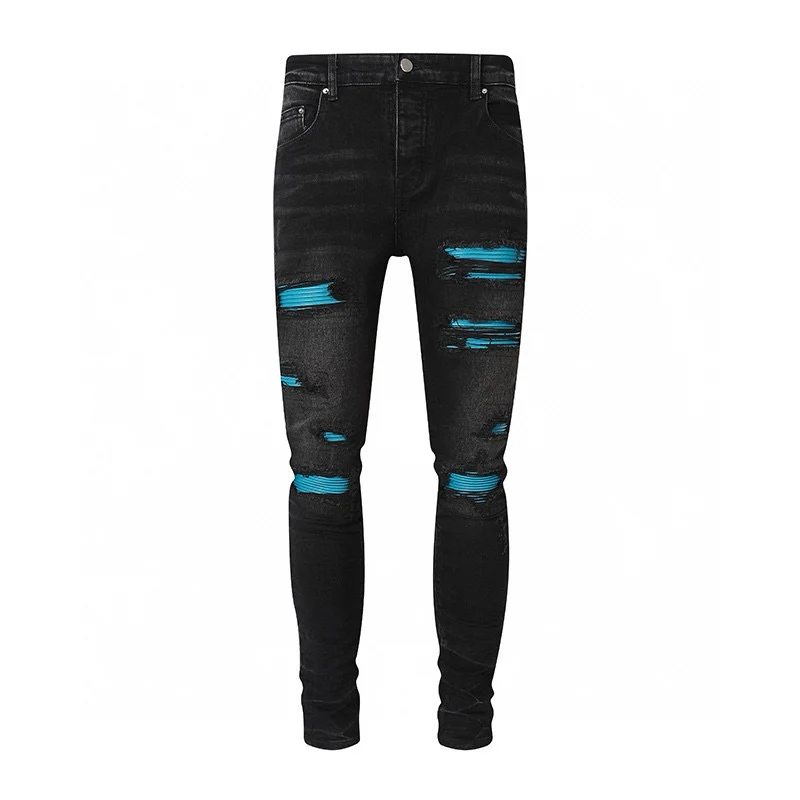 Designer Fashion New High Quality Men's Jeans Perforated Blue Patch Washed Nostalgic Stretch Slimming Black Jeans High Street Hi
Designer Fashion New High Quality Men's Jeans Perforated Blue Patch Washed Nostalgic Stretch Slimming Black Jeans High Street Hi