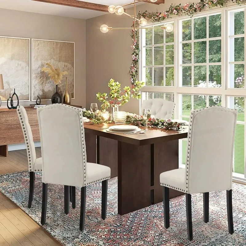 Upholstered Dining Room Chairs Set of 4 with Nailhead Trim, Armless Kitchen Chair, Wooden Legs, for Home Dining and Kitchen
Upholstered Dining Room Chairs Set of 4 with Nailhead Trim, Armless Kitchen Chair, Wooden Legs, for Home Dining and Kitchen