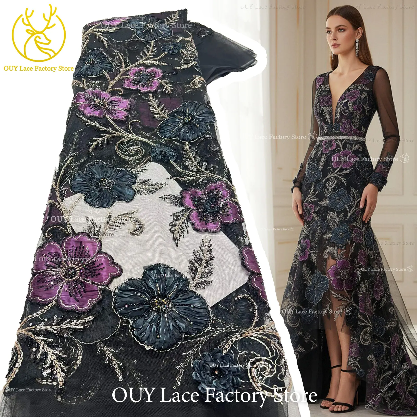 Luxury Nigerian Embroidery Beaded Lace Fabric 2026 High-End French African Sequins Lace Fabric For Party Dress Sewing 5 Yards
Luxury Nigerian Embroidery Beaded Lace Fabric 2026 High-End French African Sequins Lace Fabric For Party Dress Sewing 5 Yards