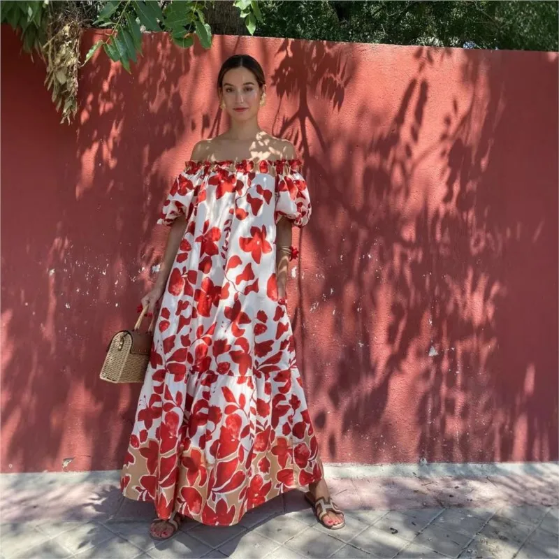 Sexy Slash Neck Loose Patchwork Party Dress Women Summer Casual Puff Sleeve Long Dresses 2025 Fashion Print Vacation Dress Robe
Sexy Slash Neck Loose Patchwork Party Dress Women Summer Casual Puff Sleeve Long Dresses 2025 Fashion Print Vacation Dress Robe