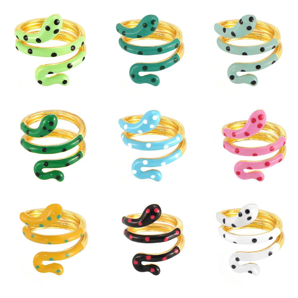 Bohemia Colorful Enamel Sweet Cute Polka Dot Snake Shape Open Rings for Women Hottie Punk Party Fashion Jewelry Holiday Gift
Bohemia Colorful Enamel Sweet Cute Polka Dot Snake Shape Open Rings for Women Hottie Punk Party Fashion Jewelry Holiday Gift