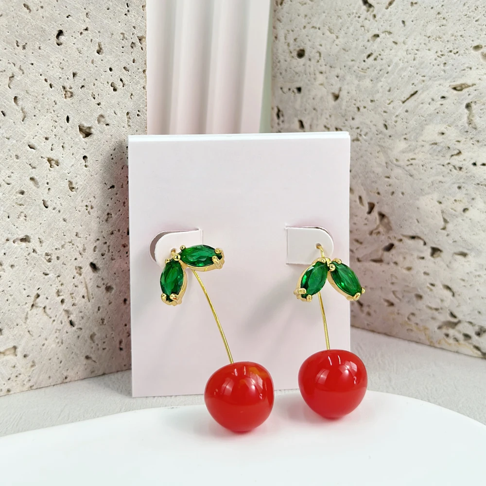 Fashion Jewelry Cherry Zircon Drop Stud Earrings Suitable for Women Birthday Gift
Fashion Jewelry Cherry Zircon Drop Stud Earrings Suitable for Women Birthday Gift