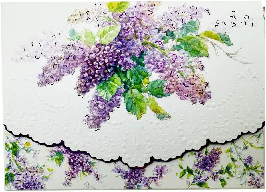 Набор открыток в коробке Summer Lilacs от Карол Уилсон. 10 тисненых карточек для заметок 4x5 дюймов с вырубкой по контуру и
Набор открыток в коробке Summer Lilacs от Карол Уилсон. 10 тисненых карточек для заметок 4x5 дюймов с вырубкой по контуру и