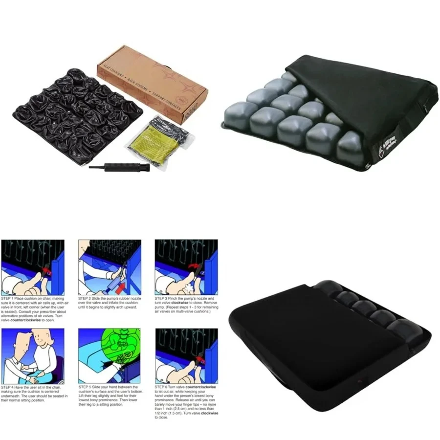 Mosaic Seat Cushion 18” x 16” Inflatable Air Cell Design, Adjustable Firmness, Non-Skid Cover, Lightweight Portable Cushion for Wheelchair, Office Chair, Car & Home
Mosaic Seat Cushion 18” x 16” Inflatable Air Cell Design, Adjustable Firmness, Non-Skid Cover, Lightweight Portable Cushion for Wheelchair, Office Chair, Car & Home