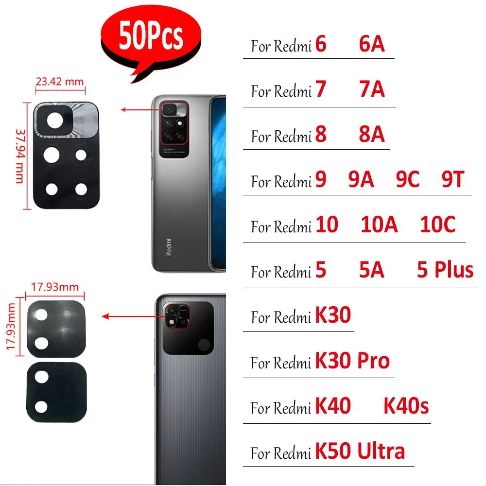 50Pcs,Original For Xiaomi Redmi 5 5A 5 Plus 10A 10C 9T K40s 6A K50 Ultra K20 Rear Camera Glass Lens Back Cover With Adhesive
50Pcs,Original For Xiaomi Redmi 5 5A 5 Plus 10A 10C 9T K40s 6A K50 Ultra K20 Rear Camera Glass Lens Back Cover With Adhesive