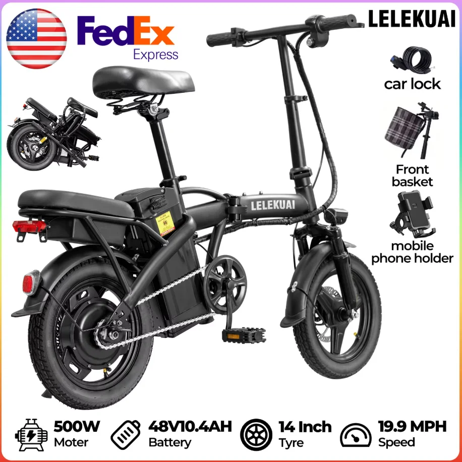 Adult and adolescent folding electric bicycles, 14 inch 500W 24MPH 48V 10Ah battery, 3-level pedal assist, 14 inch foldable mini
Adult and adolescent folding electric bicycles, 14 inch 500W 24MPH 48V 10Ah battery, 3-level pedal assist, 14 inch foldable mini