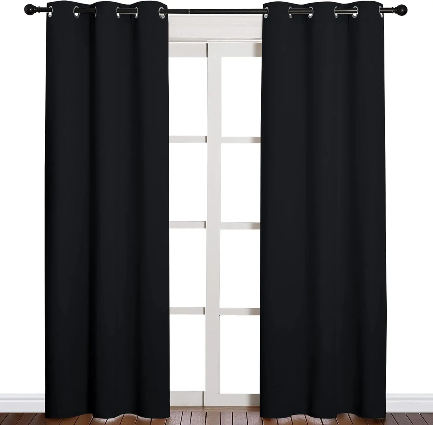 Thermal Insulated Black Blackout Curtains/Drapes 84 inches Length 2 Panels Set for Living Room, 42 inches Wide, Privacy
Thermal Insulated Black Blackout Curtains/Drapes 84 inches Length 2 Panels Set for Living Room, 42 inches Wide, Privacy
