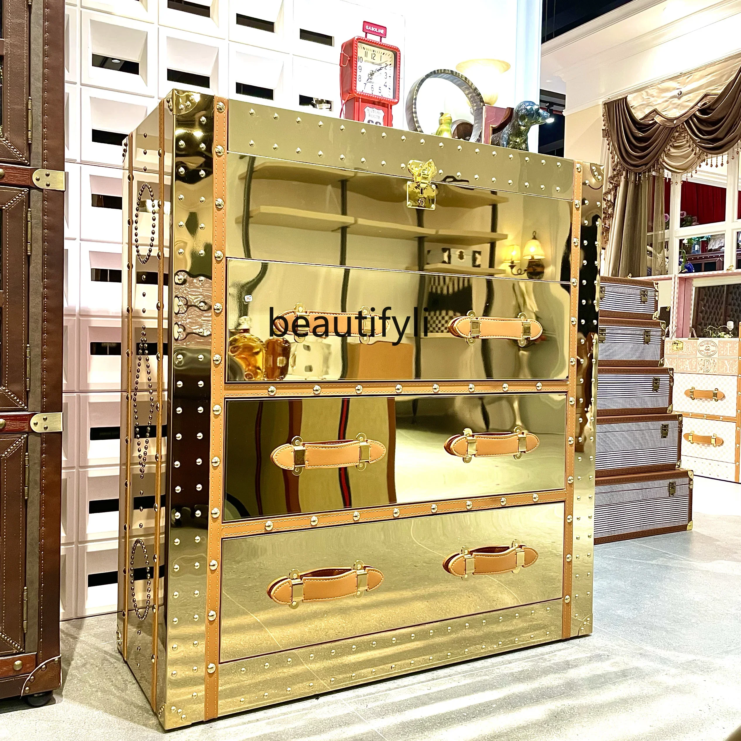 Light luxury gold 8k mirror drawer type chest cabinet side cabinet entrance display cabinetAsmt09
Light luxury gold 8k mirror drawer type chest cabinet side cabinet entrance display cabinetAsmt09