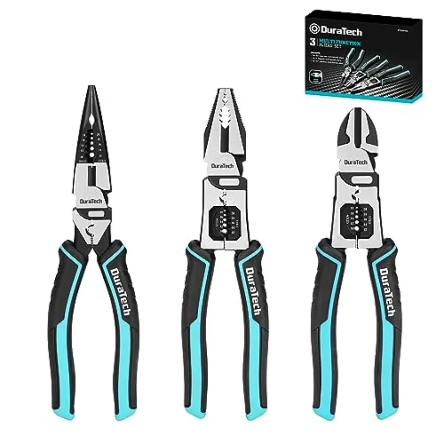 3PCS Pliers Set Large 6 in 1 Multifunctional Wire Stripper Crimper Cutter 8.5" Long Nose Pliers 8.5" Linesman Pliers 8" Diagona
3PCS Pliers Set Large 6 in 1 Multifunctional Wire Stripper Crimper Cutter 8.5" Long Nose Pliers 8.5" Linesman Pliers 8" Diagona