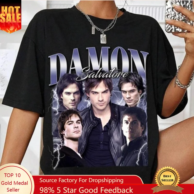 Damon Salvatore T-shirt, Vampire Diaries Pattern T-shirt for Men, Four Seasons Unisex Cotton Casual Fashion Streetwear
Damon Salvatore T-shirt, Vampire Diaries Pattern T-shirt for Men, Four Seasons Unisex Cotton Casual Fashion Streetwear