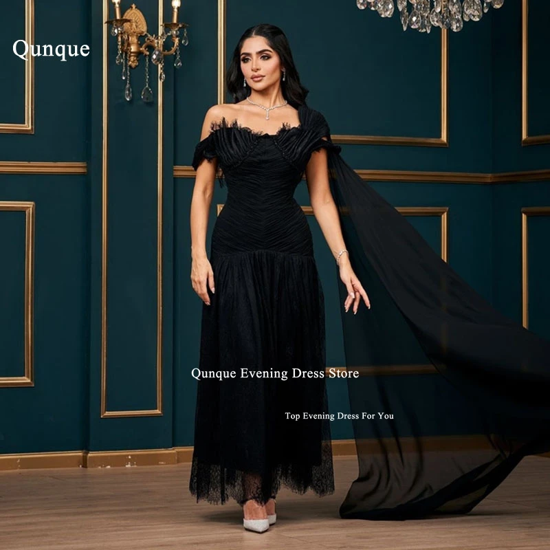 Qunque Customized Black Prom Dress Mermaid Strapless Short Sleeves Formal Evening Dress Lace Chiffon Party Gown With Long Cape
Qunque Customized Black Prom Dress Mermaid Strapless Short Sleeves Formal Evening Dress Lace Chiffon Party Gown With Long Cape