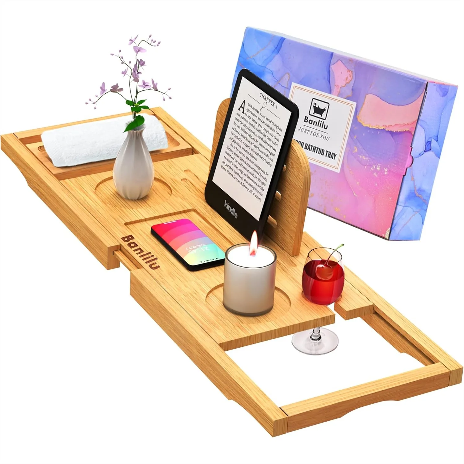 Expandable Bathtub Tray - Bamboo Bath Caddy with Non-Slip Silicone Grips, Fits Most Tubs
Expandable Bathtub Tray - Bamboo Bath Caddy with Non-Slip Silicone Grips, Fits Most Tubs