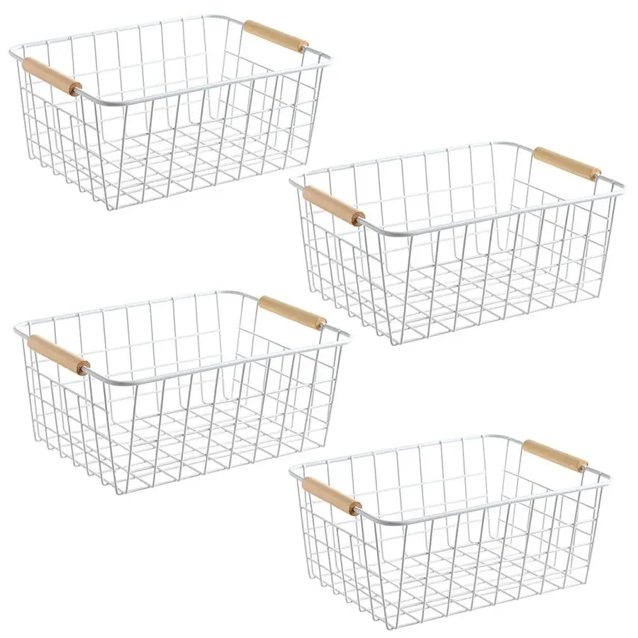 Белые проволочные корзины для организации хранения с ручками, органайзеры и контейнеры для кухни, домашние корзины для закусок для шкафов, тумбочек.
Белые проволочные корзины для организации хранения с ручками, органайзеры и контейнеры для кухни, домашние корзины для закусок для шкафов, тумбочек.