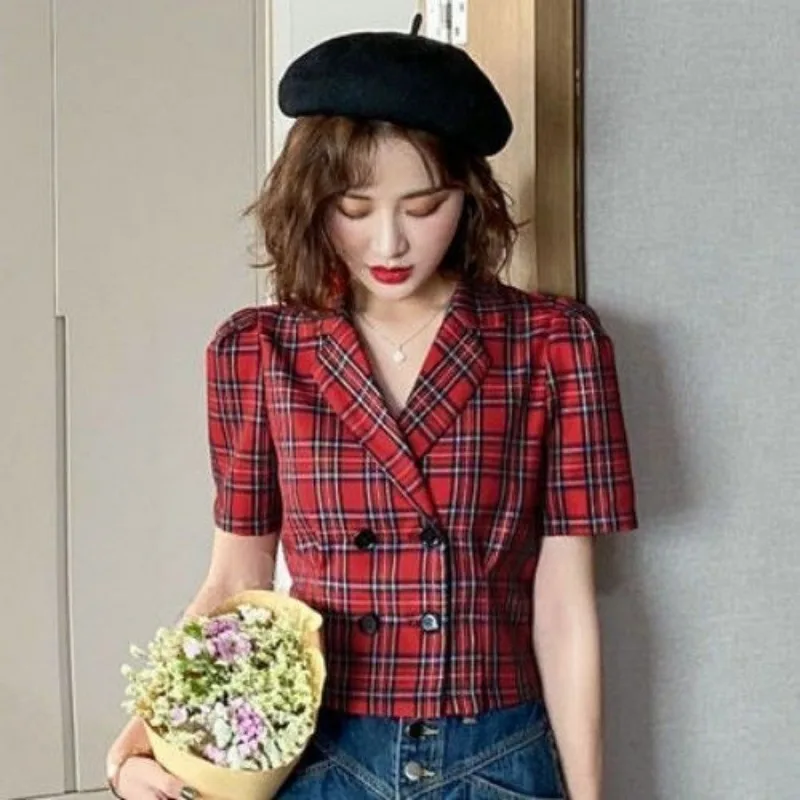 Women Clothes Summer Trend Fashion Vintage Simplicity Plaid Shirts Women's Casual All-match Temperament Short Sleeve Tops
Women Clothes Summer Trend Fashion Vintage Simplicity Plaid Shirts Women's Casual All-match Temperament Short Sleeve Tops