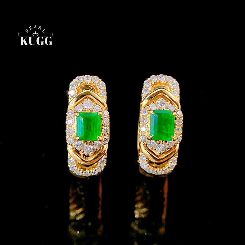 KUGG 100% 18K Yellow Gold Earrings Luxury Palace Style Shiny Diamond Natural Emerald Hoop Earrings for Women Fine Jewelry
KUGG 100% 18K Yellow Gold Earrings Luxury Palace Style Shiny Diamond Natural Emerald Hoop Earrings for Women Fine Jewelry