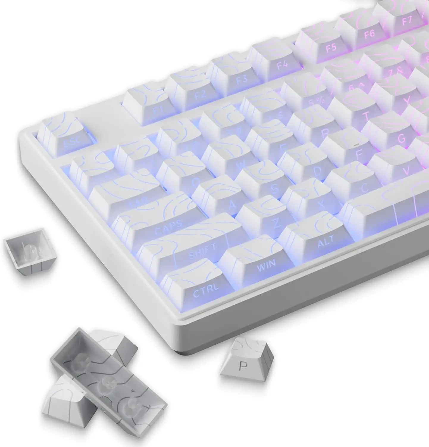 White PBT Keycaps 97 Key Caps Set Shine Through RGB Cherry Profile Keycaps for 61/64/66/68/71/75/84/87 MX Mechanical Keyboards
White PBT Keycaps 97 Key Caps Set Shine Through RGB Cherry Profile Keycaps for 61/64/66/68/71/75/84/87 MX Mechanical Keyboards