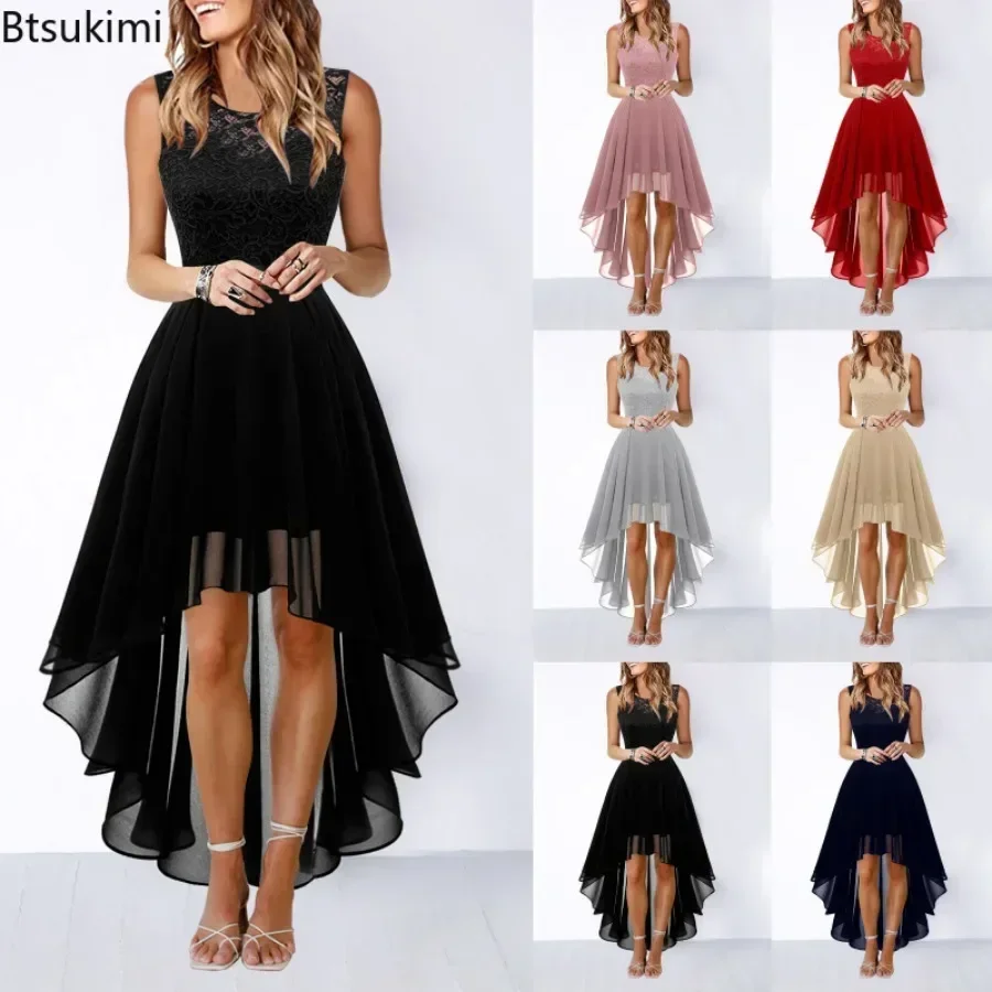 2025 Women's Solid Lace Dress Bowknot Elegant Irregular Length Dress Sleeveless Chiffon Bridesmaid Cocktail Party Dress Female
2025 Women's Solid Lace Dress Bowknot Elegant Irregular Length Dress Sleeveless Chiffon Bridesmaid Cocktail Party Dress Female