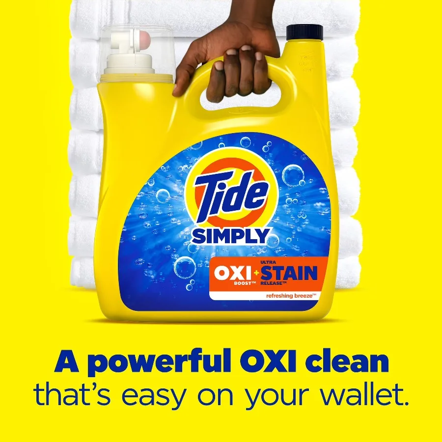 ICUTE-Tide Simply Laundry Detergent Liquid Oxi Boost + Ultra Stain Release, Refreshing Breeze Scent, 94 fl oz, 70 Loads
ICUTE-Tide Simply Laundry Detergent Liquid Oxi Boost + Ultra Stain Release, Refreshing Breeze Scent, 94 fl oz, 70 Loads