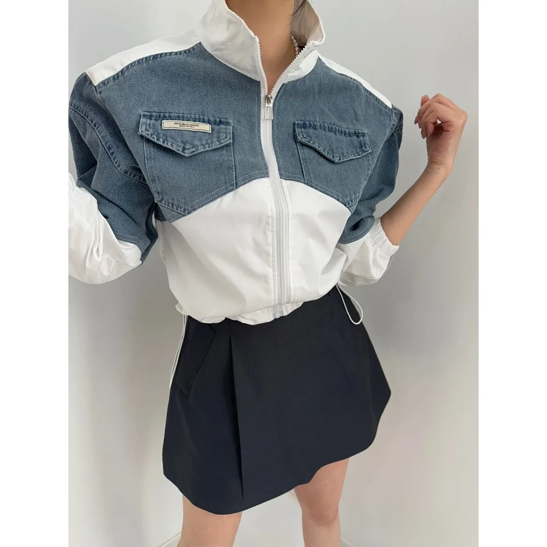 Retro Spliced Color Blo Loose Long Sve Denim Jaet Coat Chic Simple Design High End Commute Sle Women's ort Outerwear
Retro Spliced Color Blo Loose Long Sve Denim Jaet Coat Chic Simple Design High End Commute Sle Women's ort Outerwear
