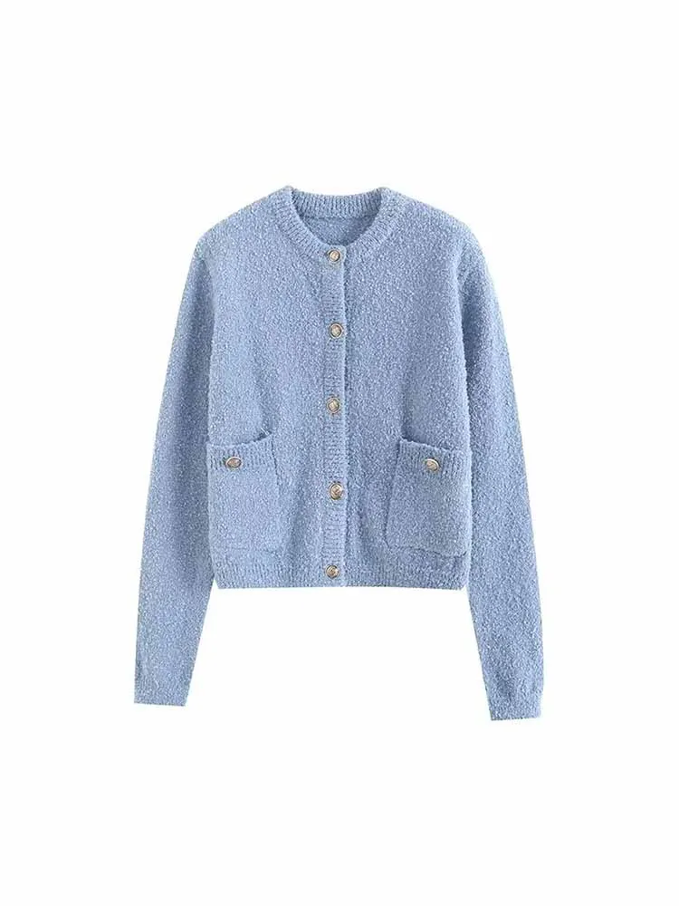 Women New Fashion Pocket decoration loop yarn O Neck Knitted Coat Vintage Long Sleeve Button-up Female Outerwear Chic Tops
Women New Fashion Pocket decoration loop yarn O Neck Knitted Coat Vintage Long Sleeve Button-up Female Outerwear Chic Tops