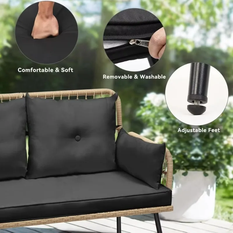 Outdoor chairOutdoor Rattan Loveseat, Two-Seater Loveseat with Handwoven Rattan and Cushions, Ideal for Backyar, Balcony
Outdoor chairOutdoor Rattan Loveseat, Two-Seater Loveseat with Handwoven Rattan and Cushions, Ideal for Backyar, Balcony