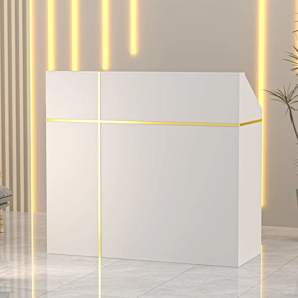 Reception Desk with Counter, Modern Front Table Equipped Lockers & Storage Shelves, 48-inch Checkout Counter with DIY Stripe fo
Reception Desk with Counter, Modern Front Table Equipped Lockers & Storage Shelves, 48-inch Checkout Counter with DIY Stripe fo