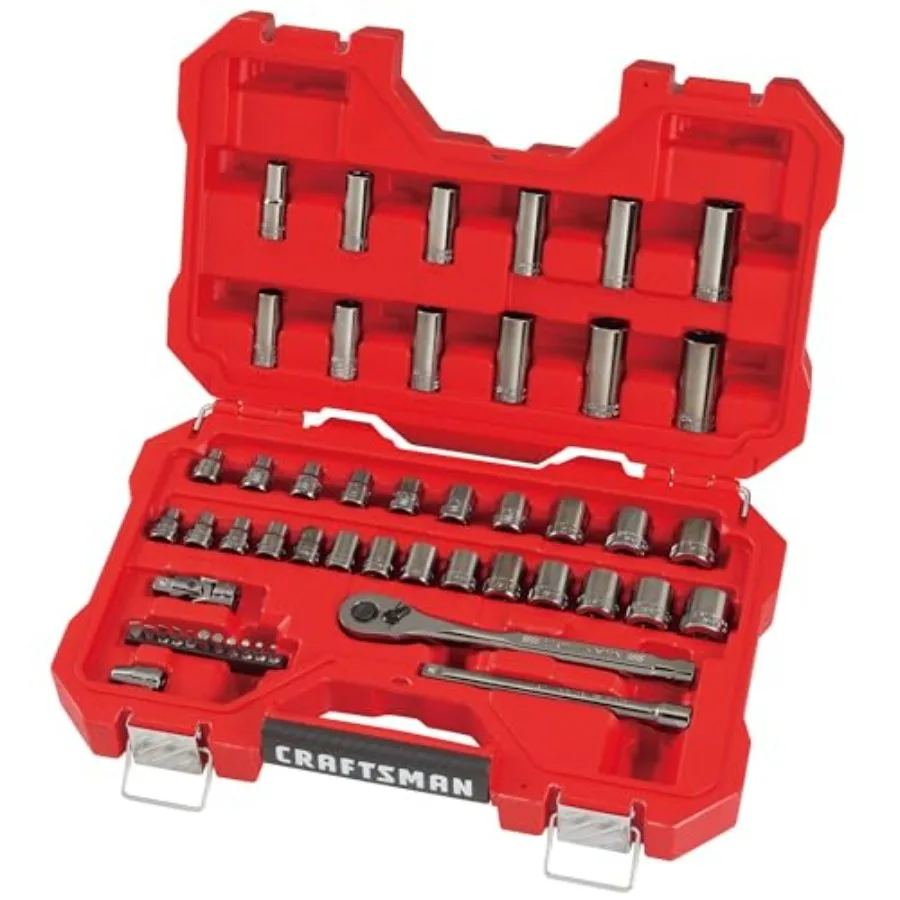 51-Piece Socket Set with Storage Case, SAE/Metric Mechanics Tool Set CMMT82334L
51-Piece Socket Set with Storage Case, SAE/Metric Mechanics Tool Set CMMT82334L