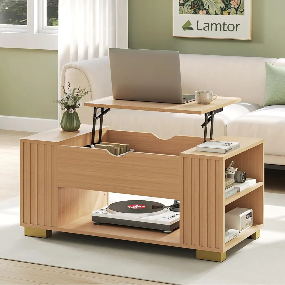 Fluted Lift Top Coffee Table - Wooden Coffee Table with Hidden Compartment and Adjustable Storage Shelf, 39" Mid Century Modern
Fluted Lift Top Coffee Table - Wooden Coffee Table with Hidden Compartment and Adjustable Storage Shelf, 39" Mid Century Modern