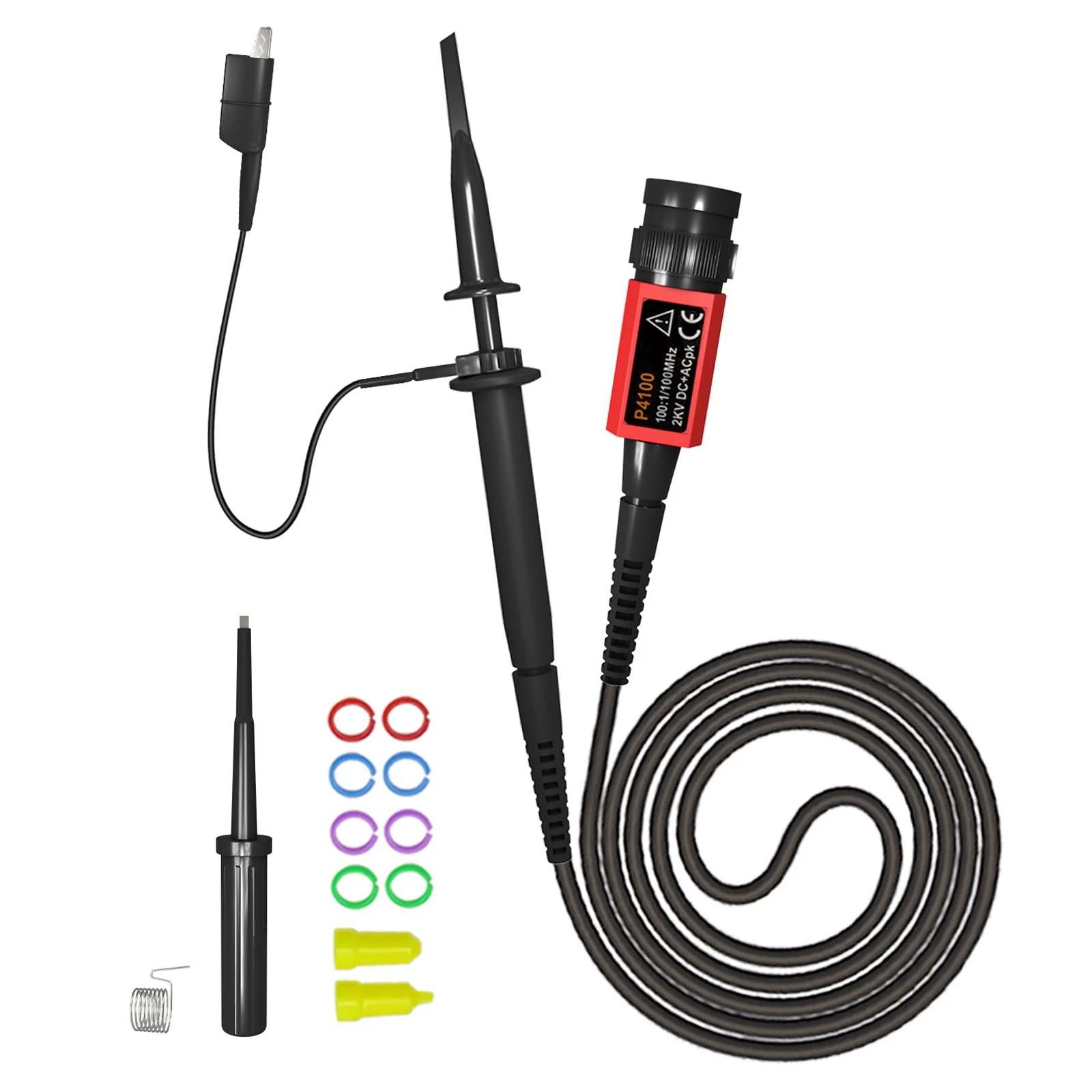 A04I P4100 Oscilloscope Probe 100:1 2KV High Voltage 100MHz Safety BNC Connector for Oscilloscope Adjustable Attenuation
A04I P4100 Oscilloscope Probe 100:1 2KV High Voltage 100MHz Safety BNC Connector for Oscilloscope Adjustable Attenuation
