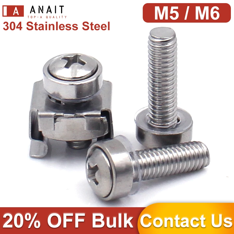 5pcs 304 Stainless Steel Cage Nuts Captive Rack Mount Screws Rack Cabinet Screw and nut Fastener assembly M5 M6
5pcs 304 Stainless Steel Cage Nuts Captive Rack Mount Screws Rack Cabinet Screw and nut Fastener assembly M5 M6