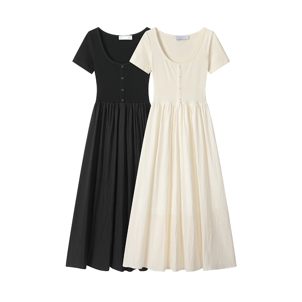 New Women Black Dress Summer High Quality Square Neck Waist Short Sleeve Long Dress Casual Versatile Dress
New Women Black Dress Summer High Quality Square Neck Waist Short Sleeve Long Dress Casual Versatile Dress