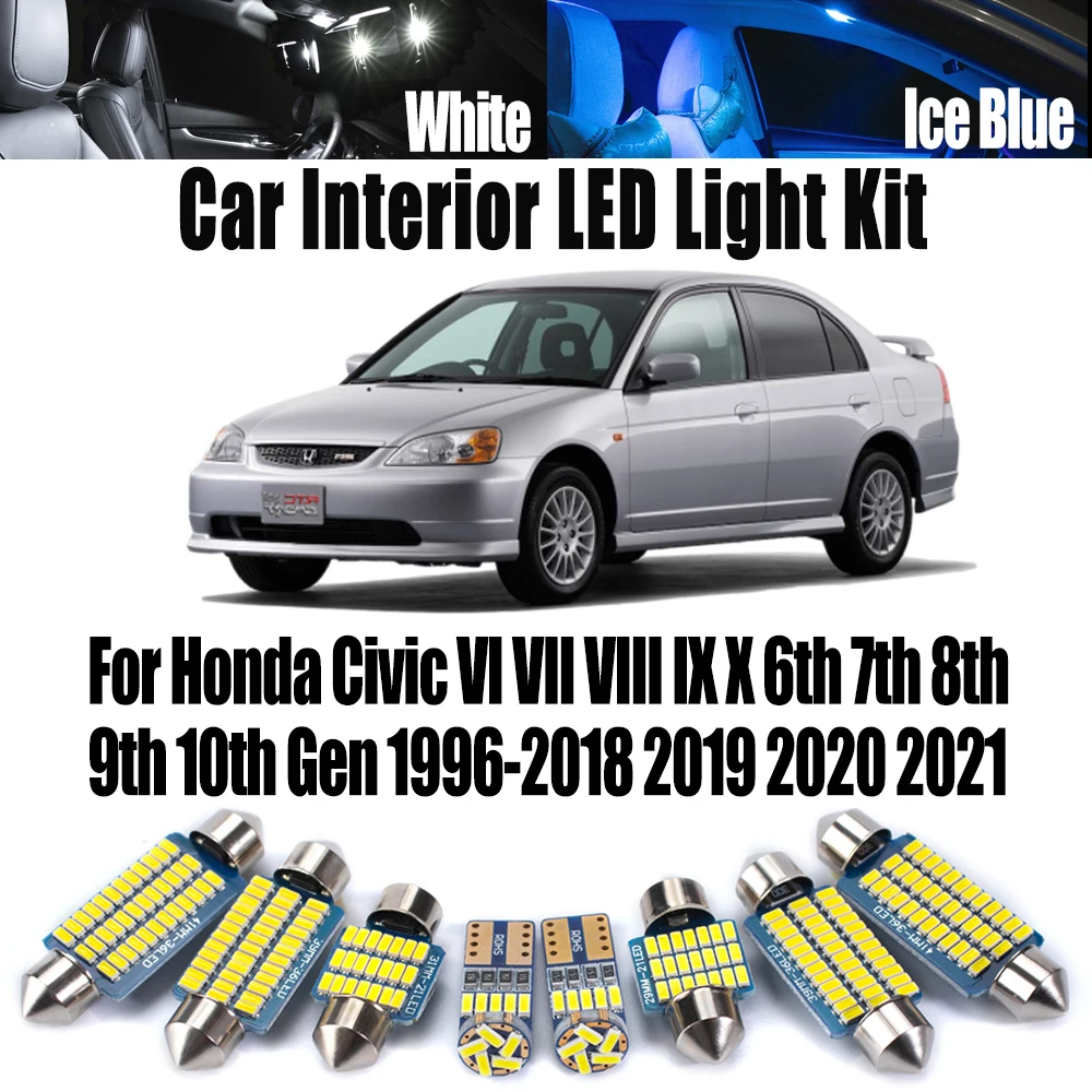 Светодиодный внутренний светильник для Honda Civic VI VII VIII IX X 6th 7th 8th 9th 10. Gen 1996-2018 2019 2020 2021 Комплект ламп для чтения Canbus
Светодиодный внутренний светильник для Honda Civic VI VII VIII IX X 6th 7th 8th 9th 10. Gen 1996-2018 2019 2020 2021 Комплект ламп для чтения Canbus