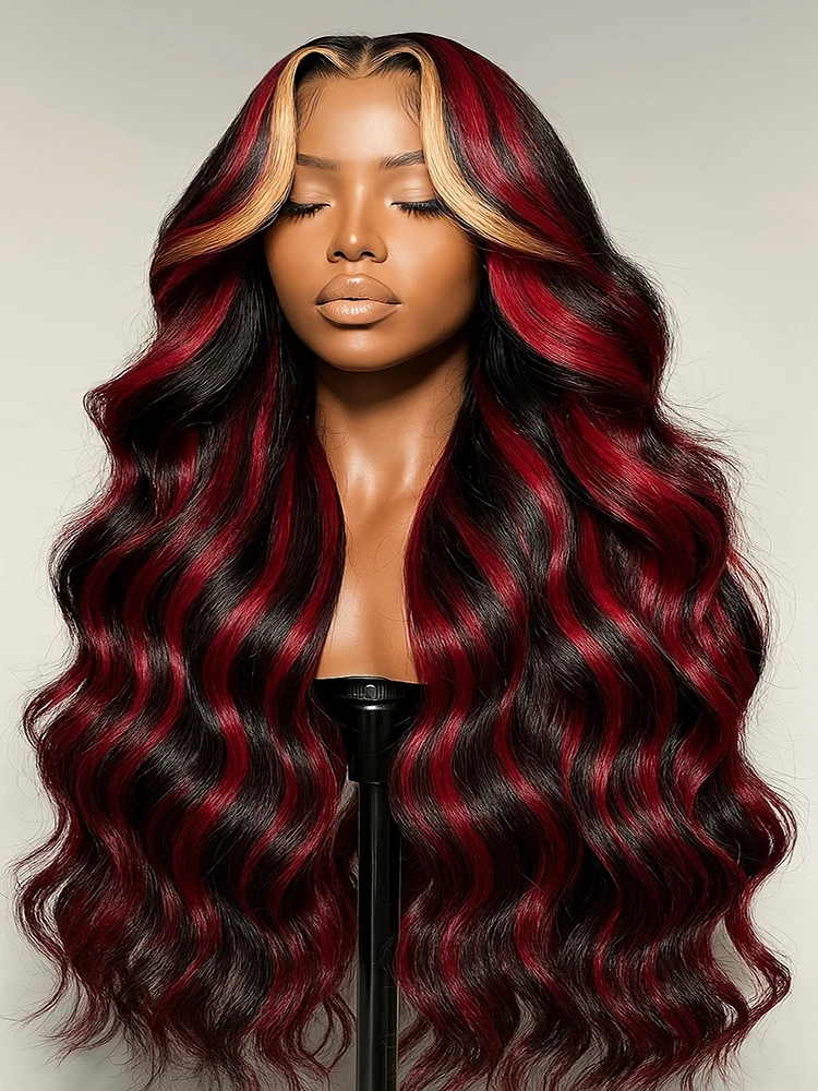 1B/27/Red With Black Blonde Highlight Wig 30 Inch 5x5 Glueless Body Wave Colored Wear And Go Wigs 180 Density Human Hair Wigs
1B/27/Red With Black Blonde Highlight Wig 30 Inch 5x5 Glueless Body Wave Colored Wear And Go Wigs 180 Density Human Hair Wigs