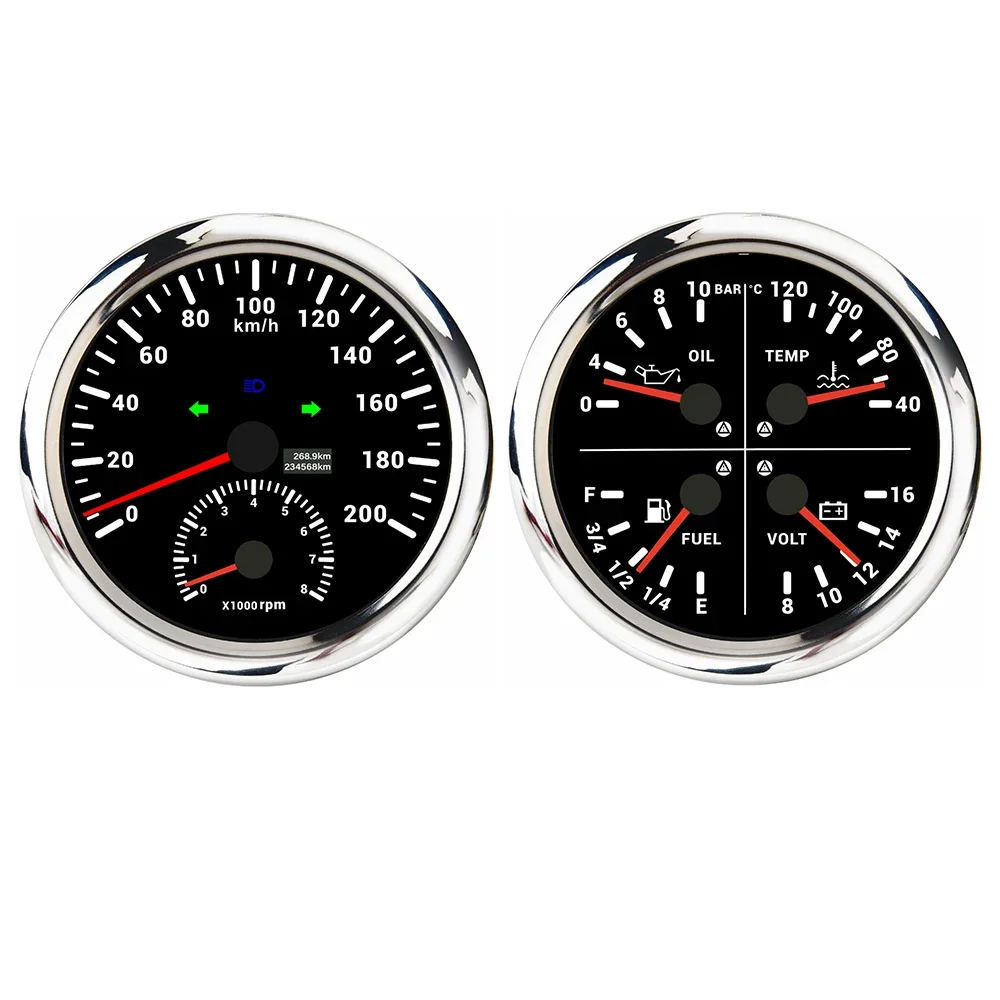Popular 110mm 4 in 1 Oil Pressure Water Temp Fuel Level Voltmeter Gauge + 0-200km/h GPS Speedometer with 8000RPM Tachometer 12V
Popular 110mm 4 in 1 Oil Pressure Water Temp Fuel Level Voltmeter Gauge + 0-200km/h GPS Speedometer with 8000RPM Tachometer 12V