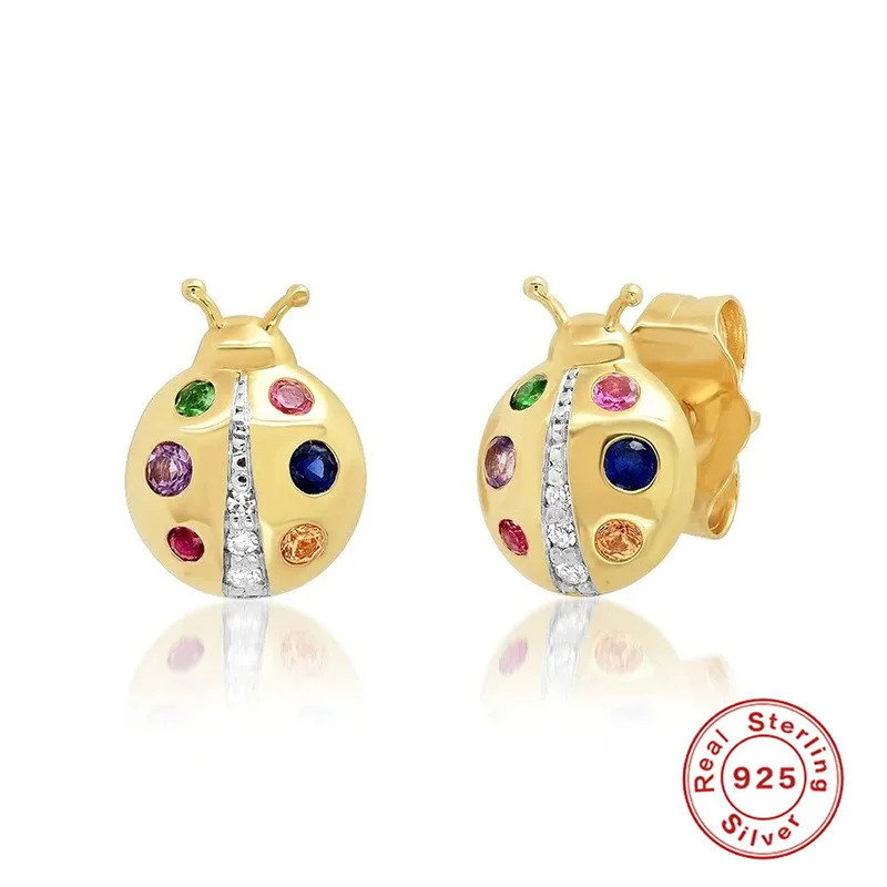 925 Sterling Silver Multicolor Zircon Ladybug Stud Earrings Campus Gathering Creative Jewelry 2024 New Trend Cute Accessories
925 Sterling Silver Multicolor Zircon Ladybug Stud Earrings Campus Gathering Creative Jewelry 2024 New Trend Cute Accessories