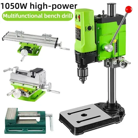 220V 710/1050W Bench Drill Press Milling Machine Small Drilling Milling Machine Household Multi-functional Industrial-grade Tool