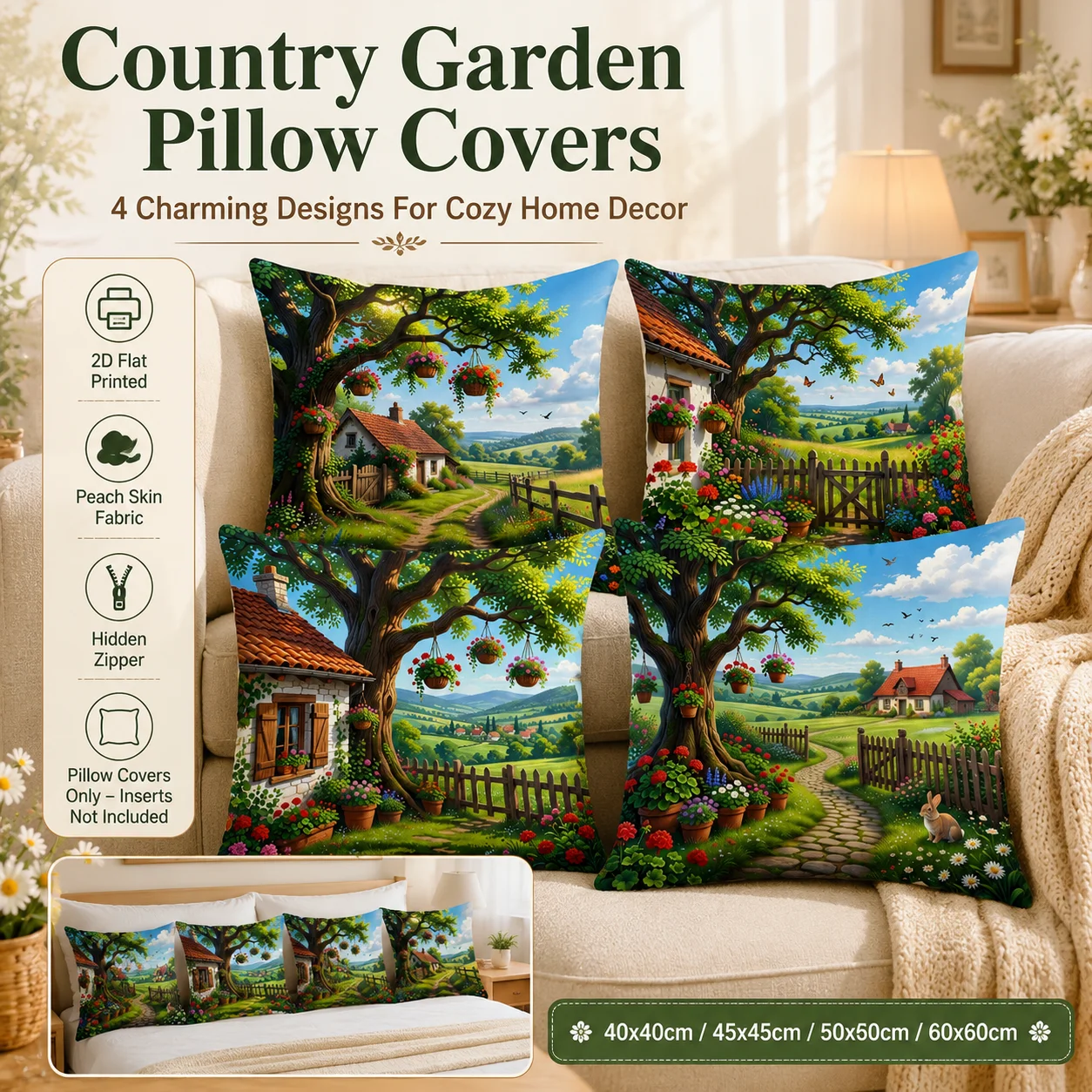 Country Garden 2D Flat Printed Peach Skin Pillowcase Farmhouse Floral Landscape Cushion Cover for Couch Bedroom Home Decoration
Country Garden 2D Flat Printed Peach Skin Pillowcase Farmhouse Floral Landscape Cushion Cover for Couch Bedroom Home Decoration