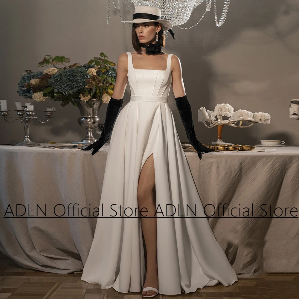 Modern Simple Wedding Dress for Women Sexy Square Neck Sleeveless High Slit Sweep Train Backless Robe De Mariee Bridal Gown
Modern Simple Wedding Dress for Women Sexy Square Neck Sleeveless High Slit Sweep Train Backless Robe De Mariee Bridal Gown