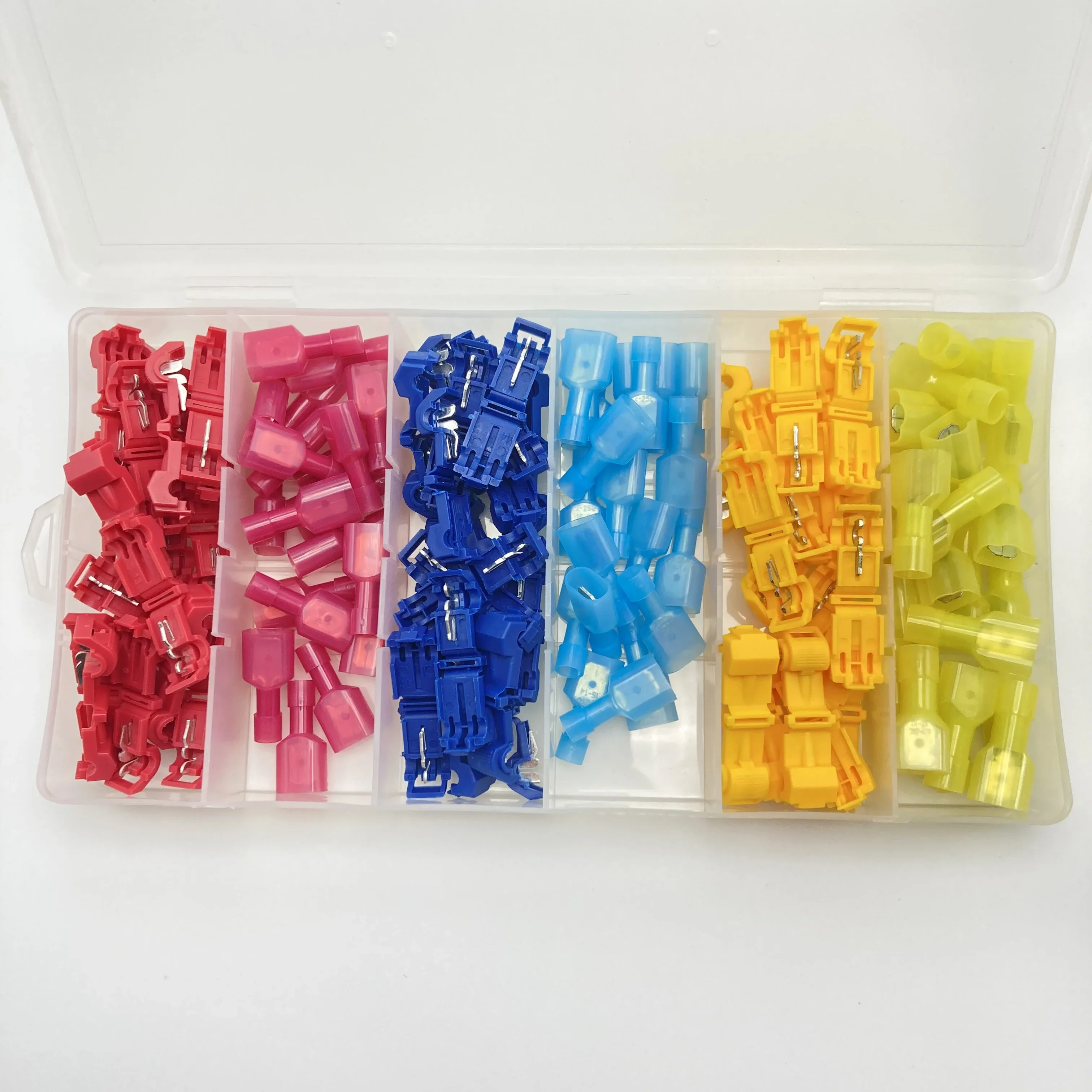 120 PCS T-Type Crimp Terminal Block Cable Connectors - Electrical Wire Connector Set for Bag and Box Applications
120 PCS T-Type Crimp Terminal Block Cable Connectors - Electrical Wire Connector Set for Bag and Box Applications